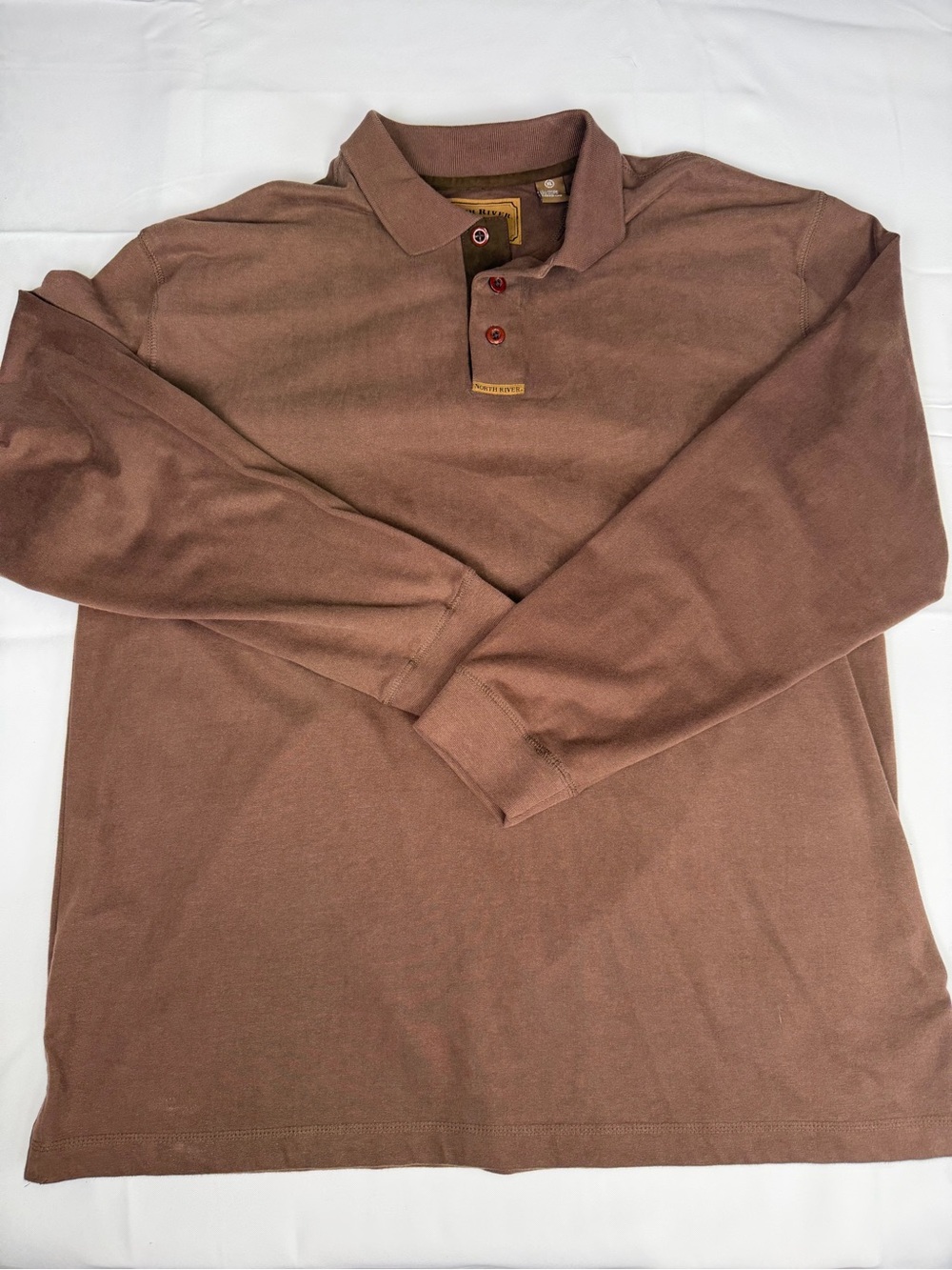 North River Outfitters XL Long Sleeve Quality  Polo Shirt - Brown - Picture 2 of 15